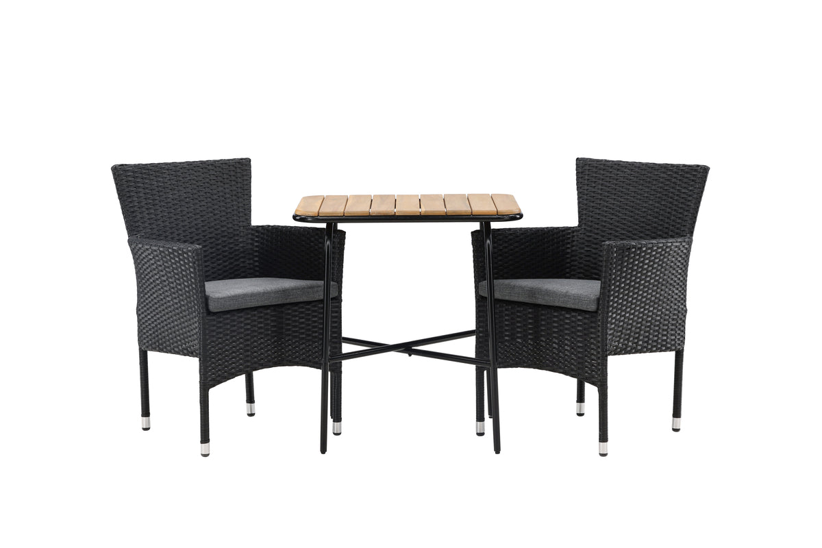 Dining Chair 2-pack Black + Cafe Table 74 x 70 x 88 Nature