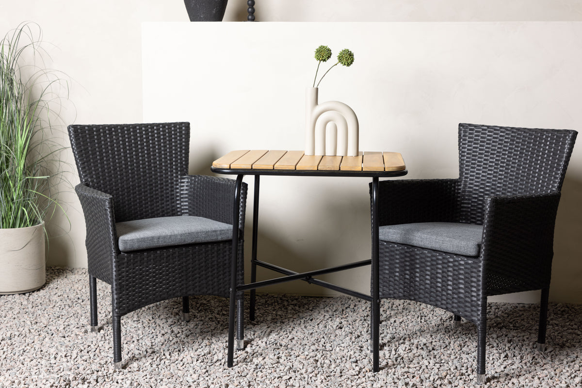 Dining Chair 2-pack Black + Cafe Table 74 x 70 x 88 Nature
