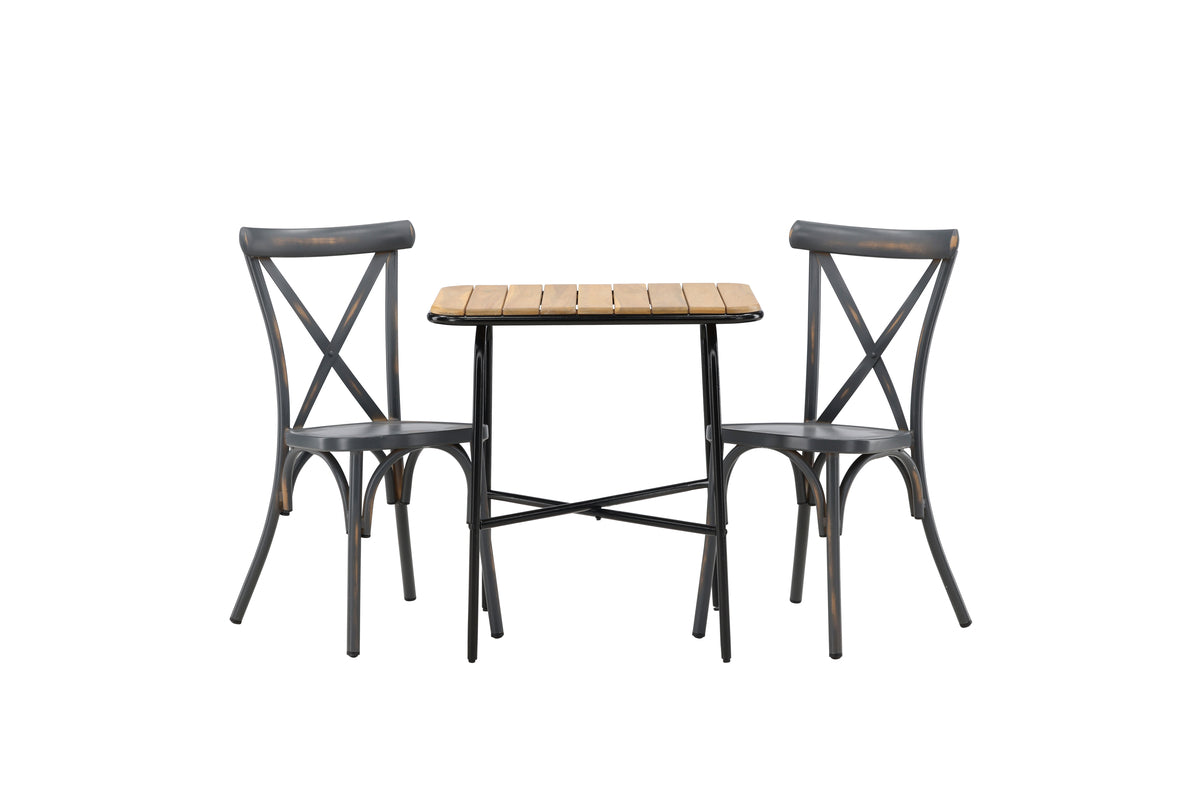 Cafe Table 74 x 70 x 88 Nature + Dining Chair 2-pack Dark Grey