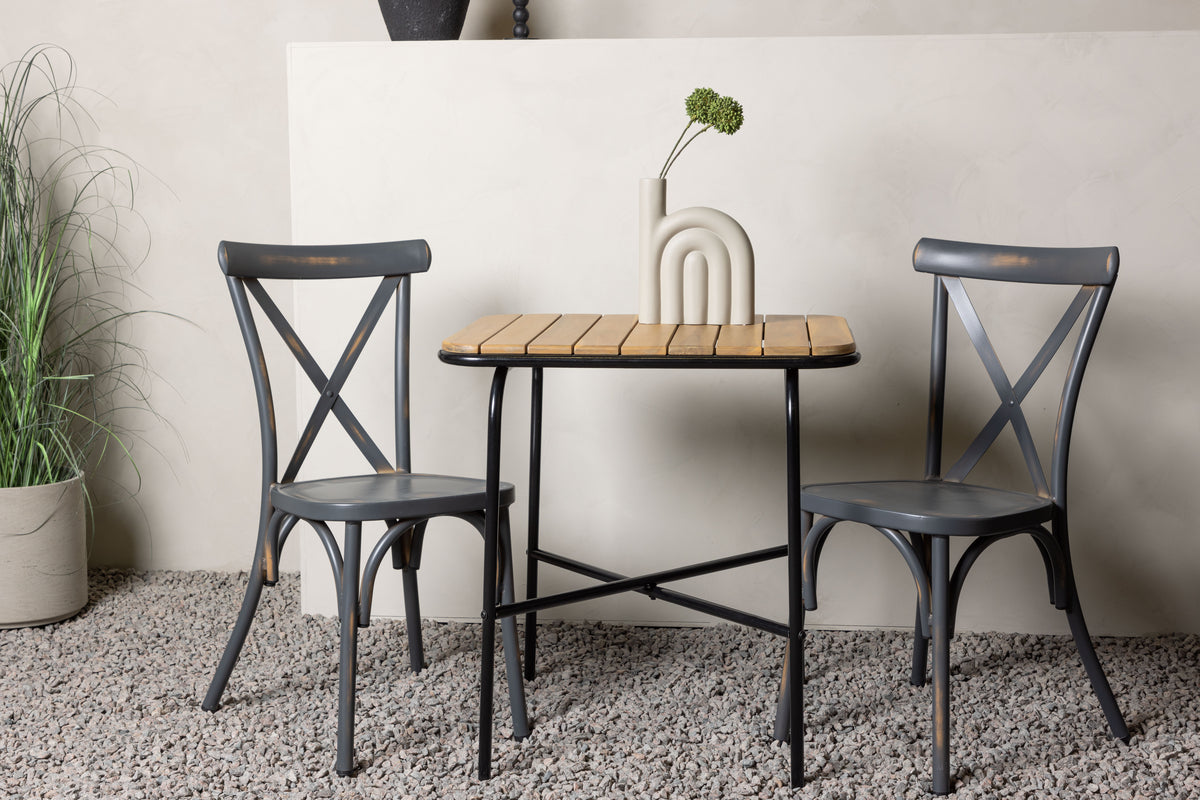 Cafe Table 74 x 70 x 88 Nature + Dining Chair 2-pack Dark Grey