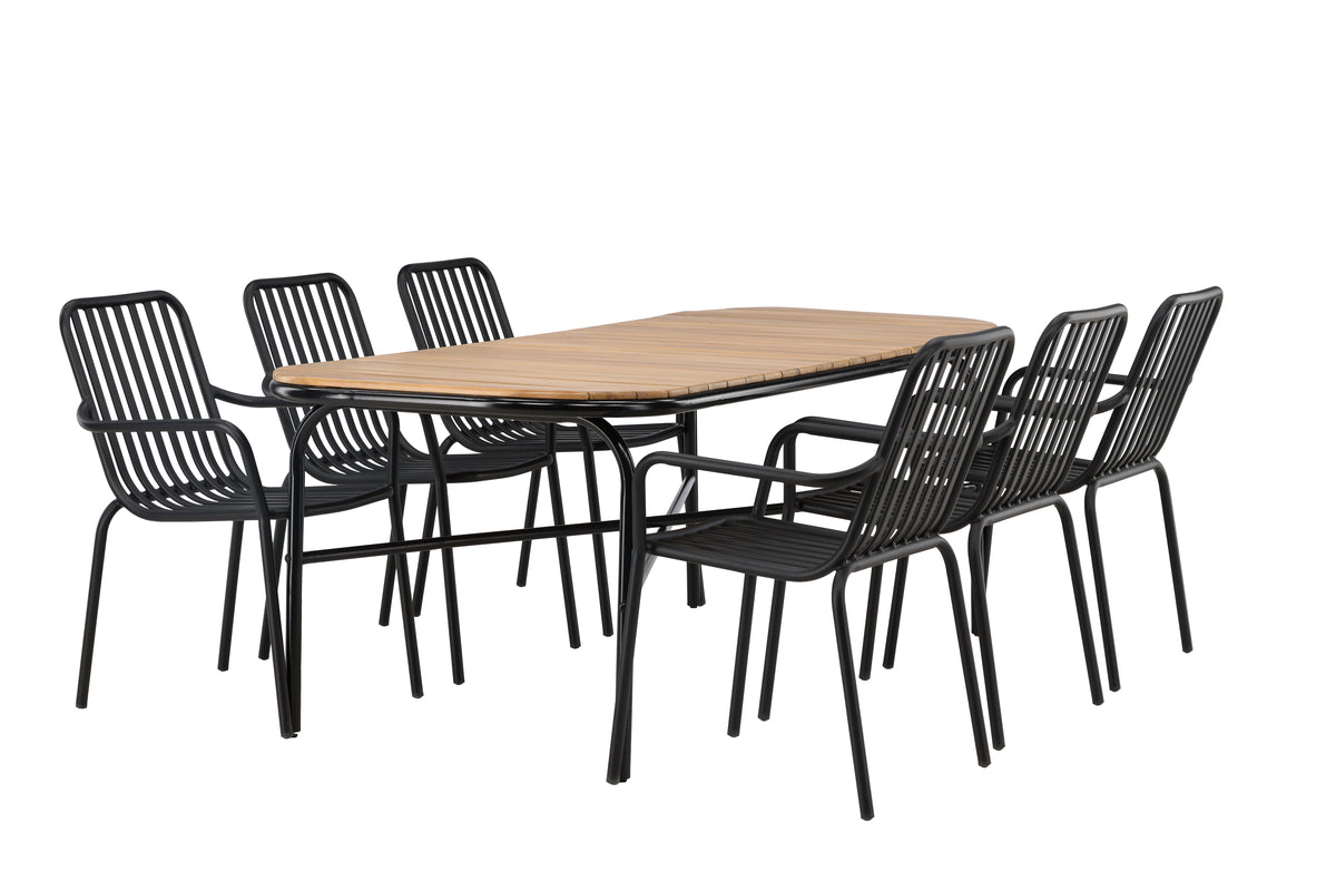 Rectangular Dining Table 90 x 200 Nature + Dining Chair 2-pack Black