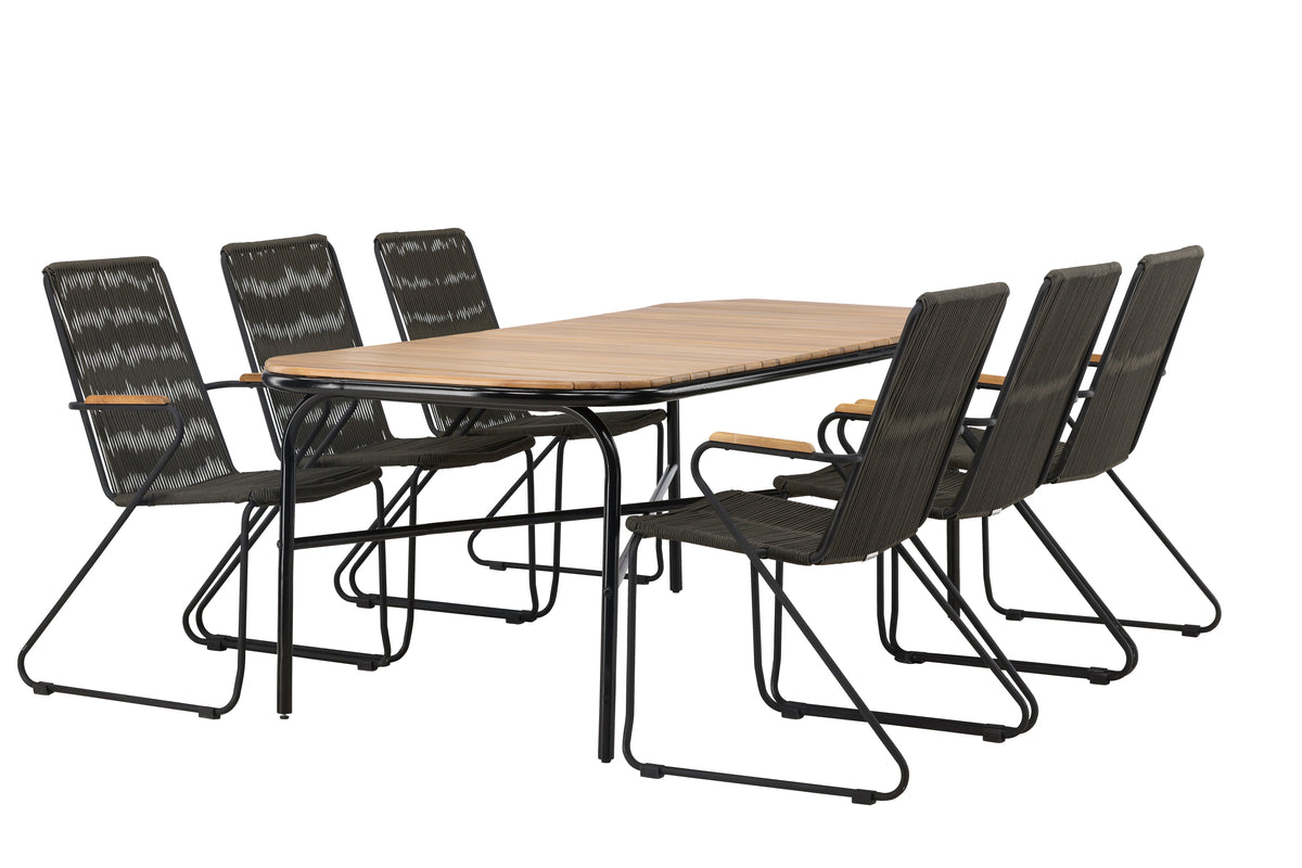Rectangular Dining Table 90 x 200 Nature + Dining Chair 2-pack Dark Grey