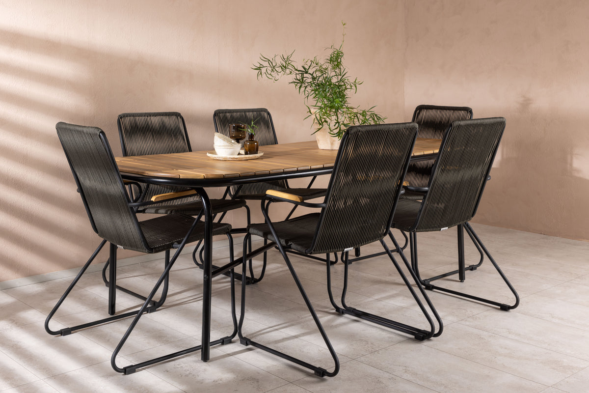 Rectangular Dining Table 90 x 200 Nature + Dining Chair 2-pack Dark Grey