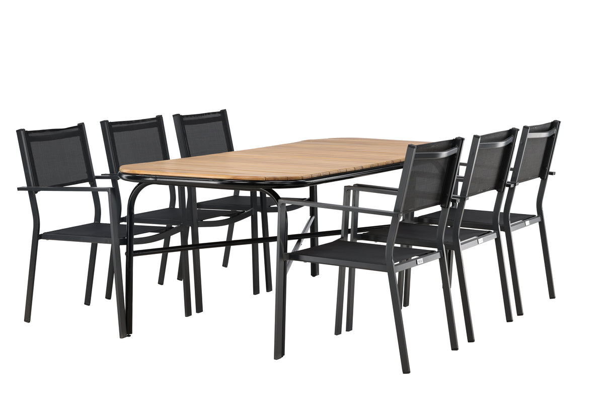 Dining Chair 2-pack Black + Rectangular Dining Table 90 x 200 Nature