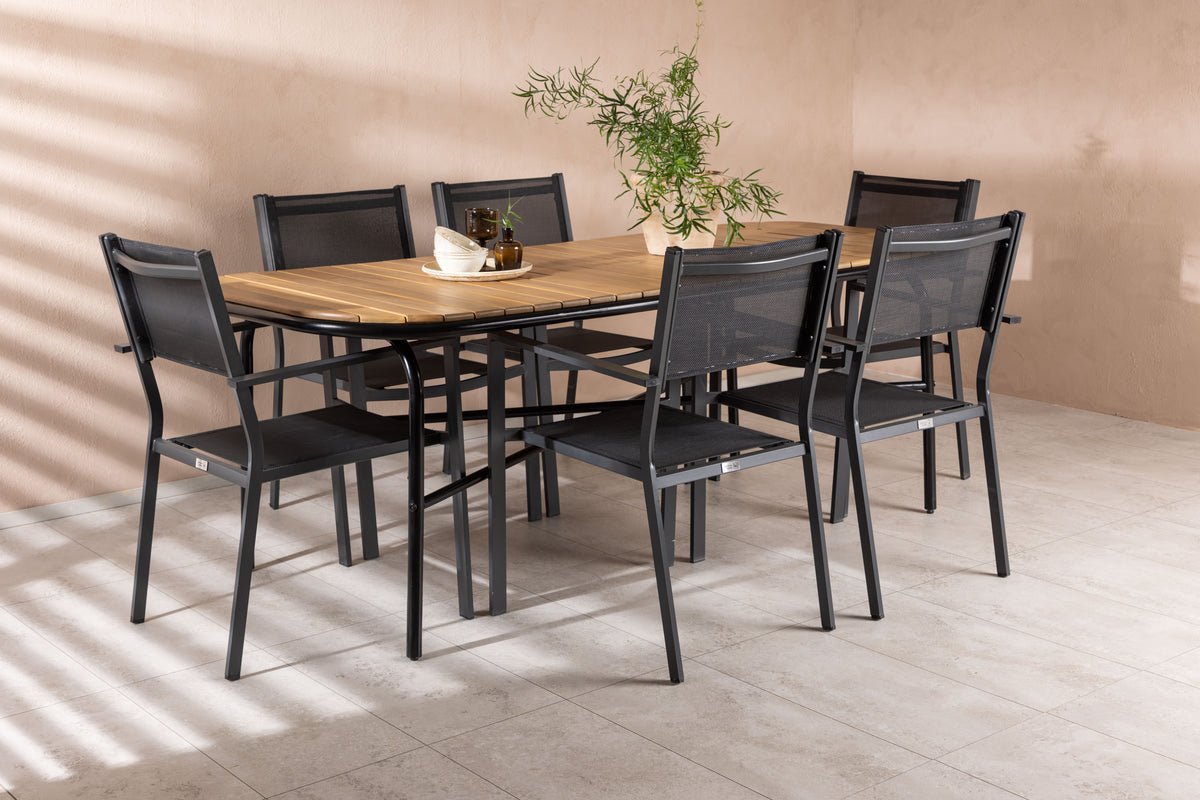 Dining Chair 2-pack Black + Rectangular Dining Table 90 x 200 Nature