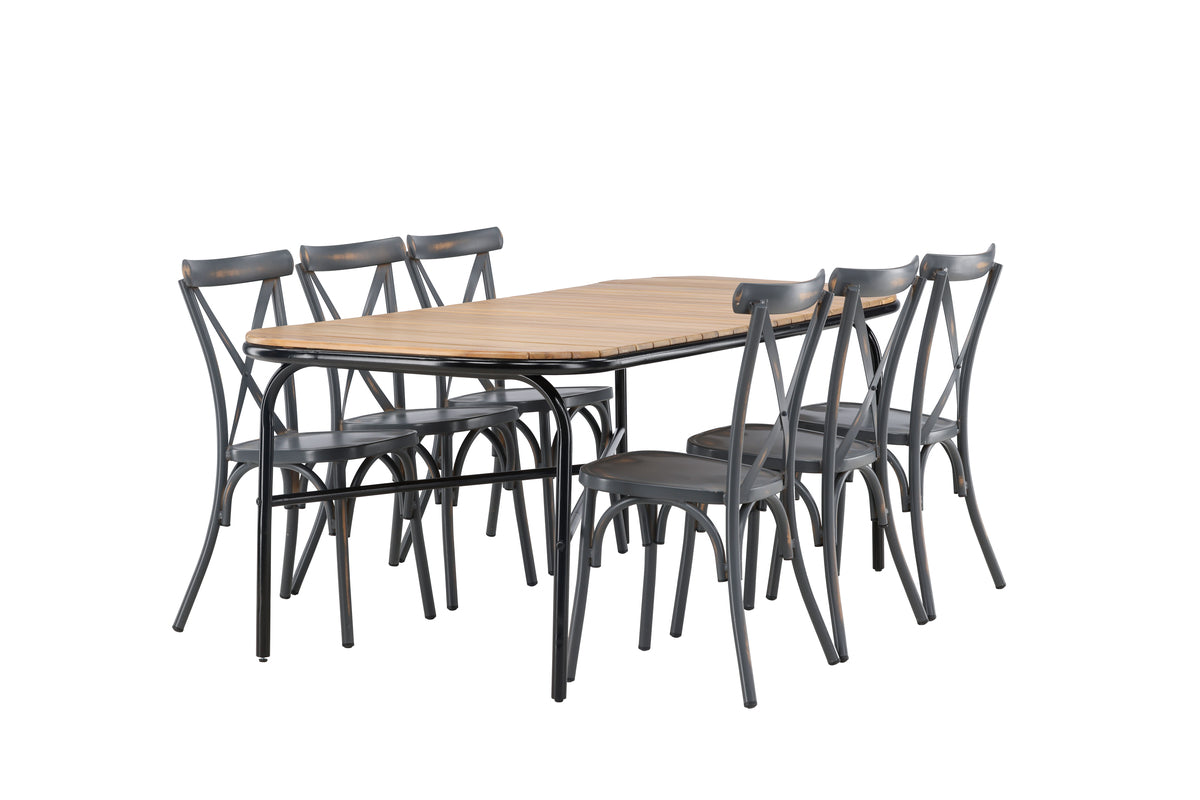 Rectangular Dining Table 90 x 200 Nature + Dining Chair 2-pack Dark Grey