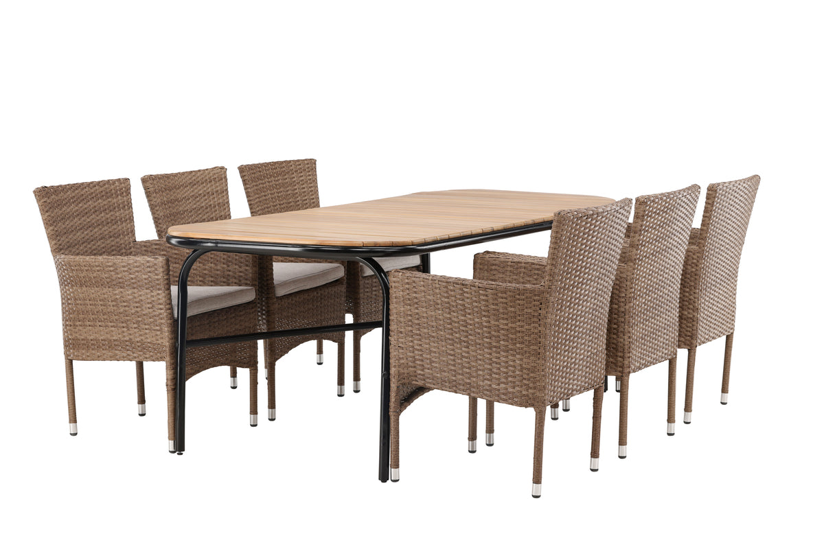 Dining Chair 2-pack Nature + Rectangular Dining Table 90 x 200 Nature