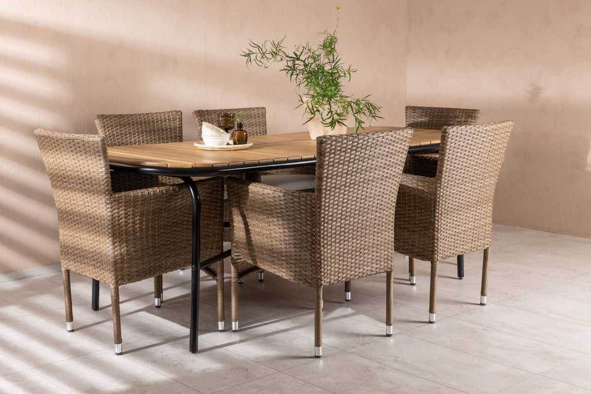 Dining Chair 2-pack Nature + Rectangular Dining Table 90 x 200 Nature