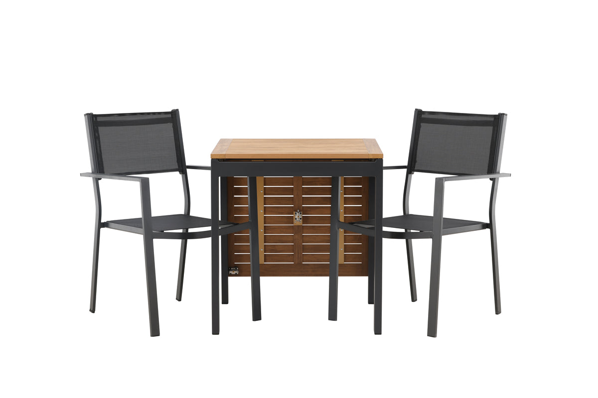 Dining Chair 2-pack Black + Cafe Table 75 x 70 x 70 Black