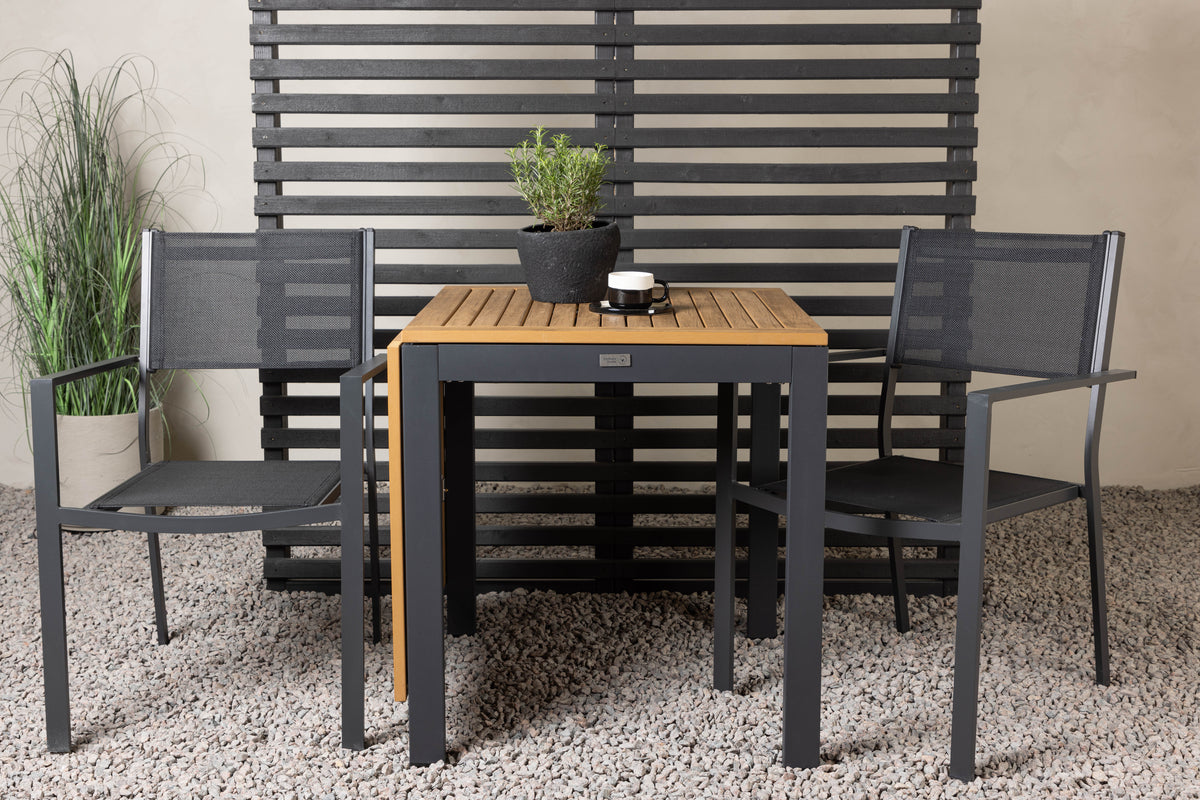Dining Chair 2-pack Black + Cafe Table 75 x 70 x 70 Black