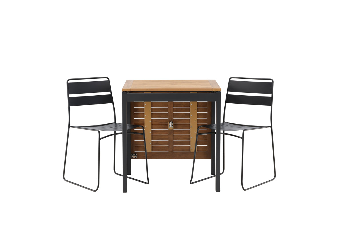Dining Chair 2-pack Black + Cafe Table 75 x 70 x 70 Black