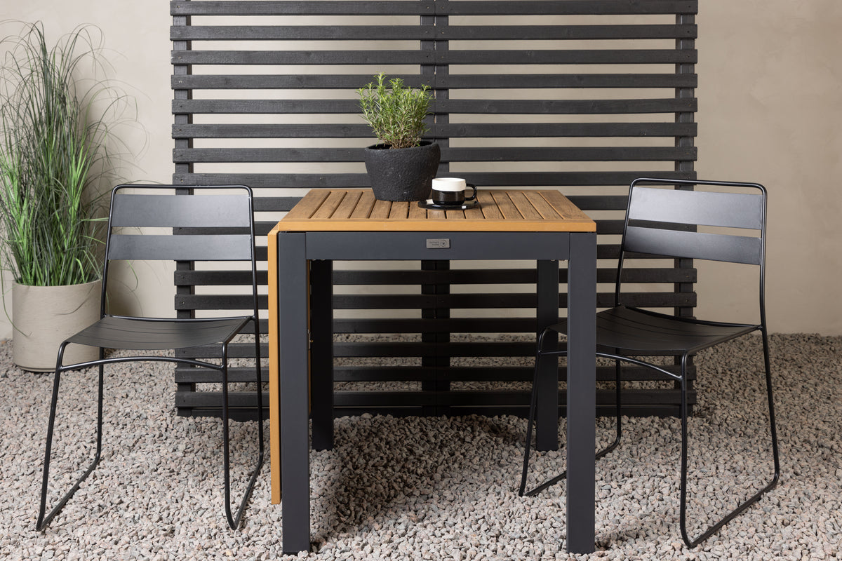 Dining Chair 2-pack Black + Cafe Table 75 x 70 x 70 Black