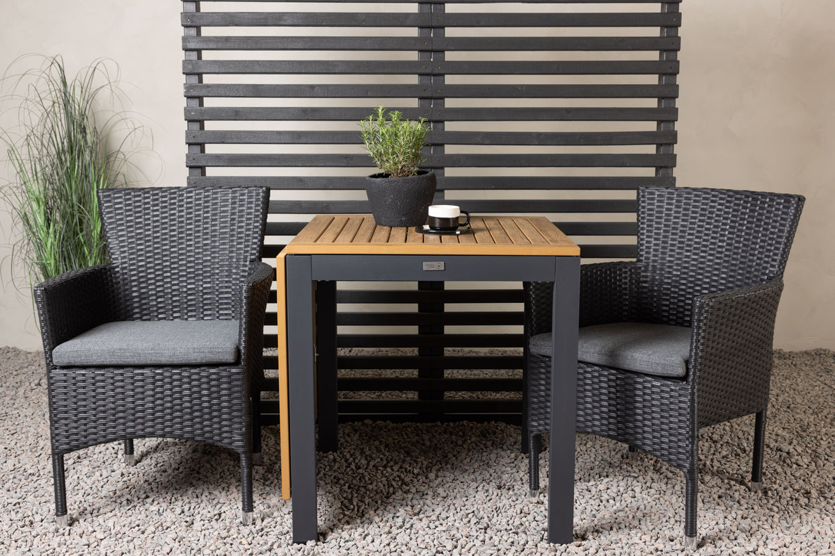 Dining Chair 2-pack Black + Cafe Table 75 x 70 x 70 Black