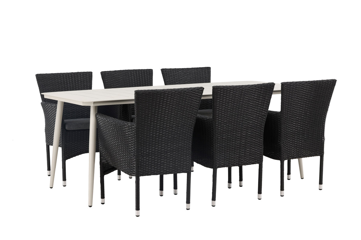 Rectangular Dining Table 90 x 200 Beige + Dining Chair 2-pack Black
