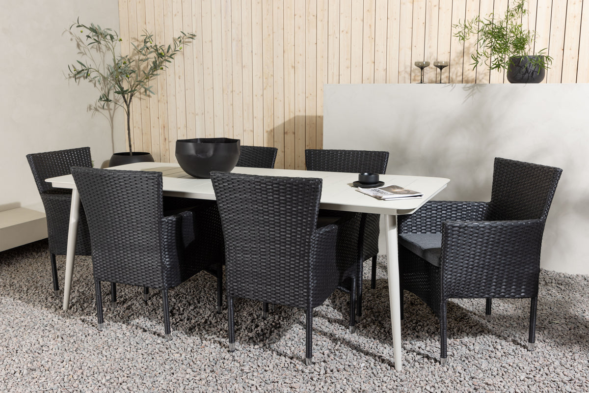 Rectangular Dining Table 90 x 200 Beige + Dining Chair 2-pack Black
