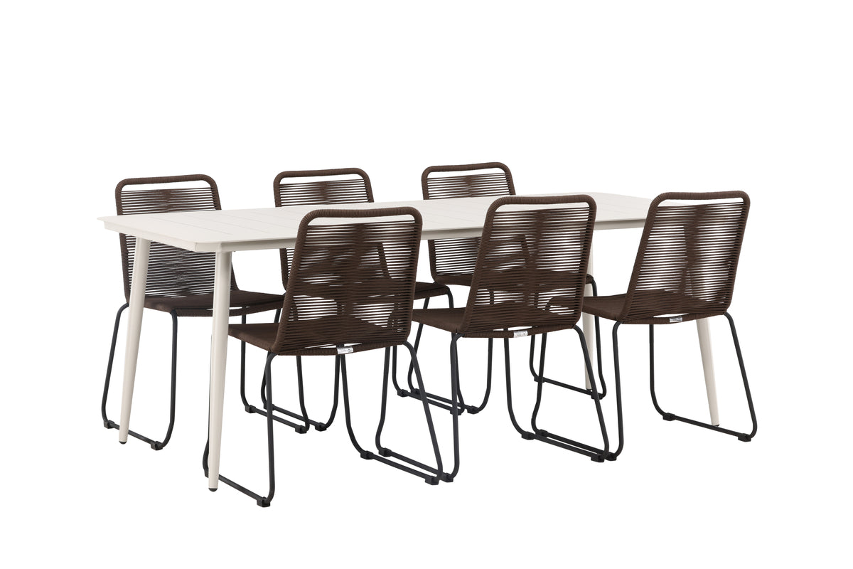 Rectangular Dining Table 90 x 200 Beige + Dining Chair 2-pack Brown