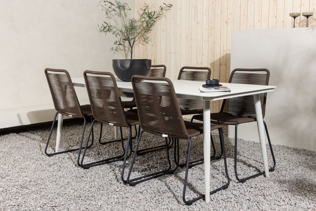 Rectangular Dining Table 90 x 200 Beige + Dining Chair 2-pack Brown