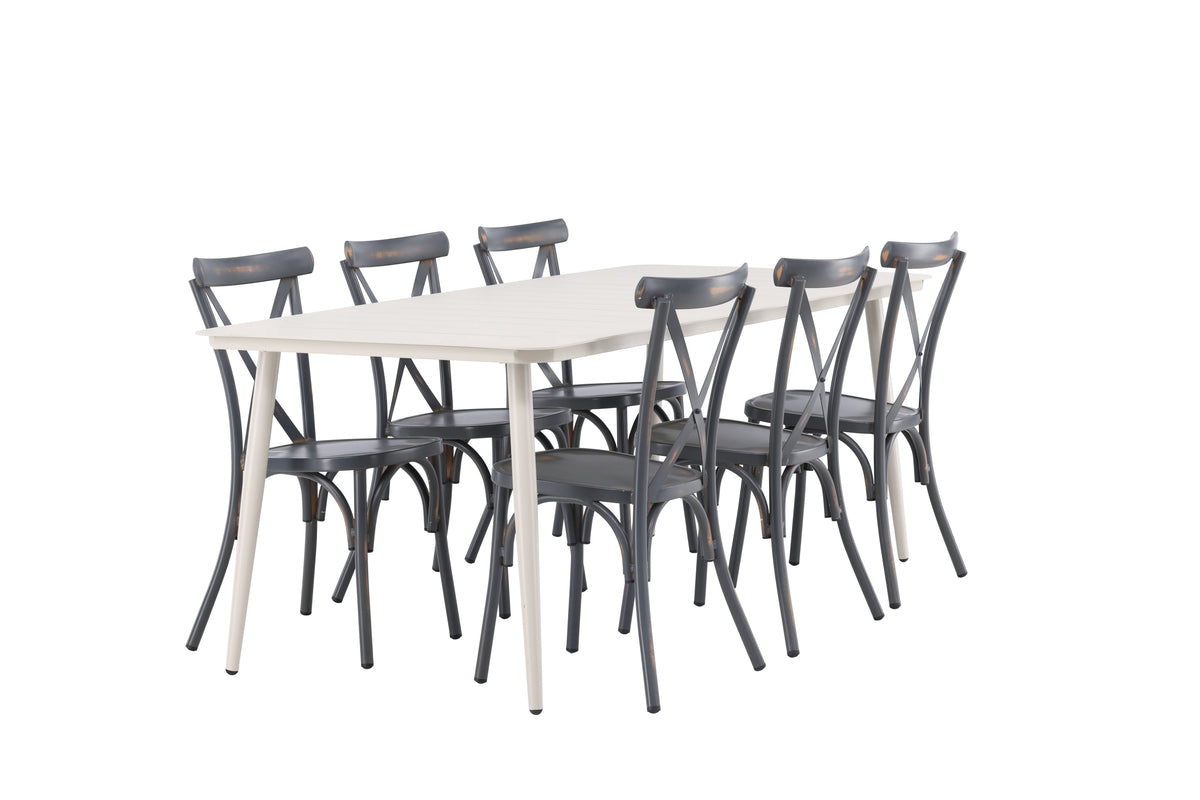 Rectangular Dining Table 90 x 200 Beige + Dining Chair 2-pack Dark Grey
