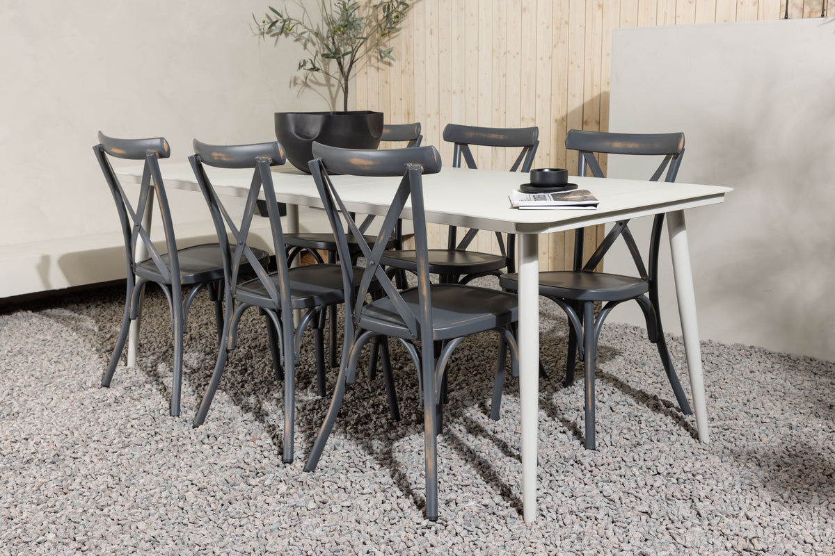 Rectangular Dining Table 90 x 200 Beige + Dining Chair 2-pack Dark Grey