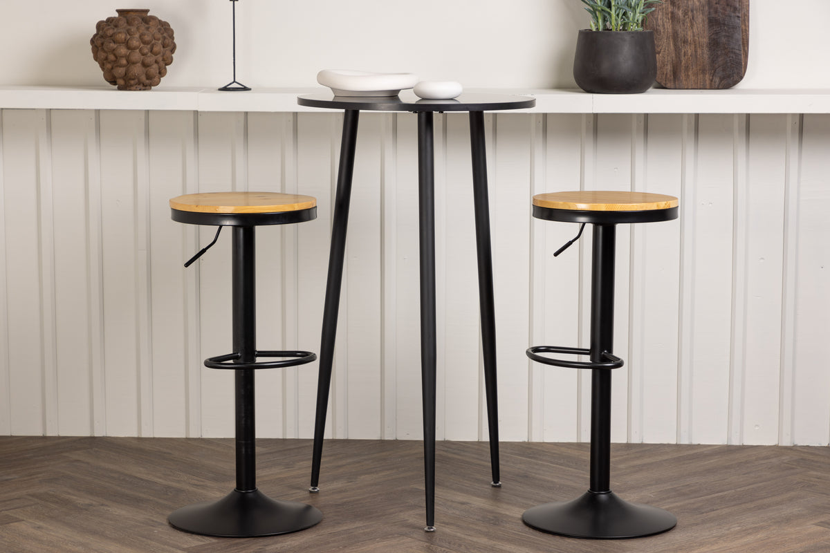Bar Table ø60 Black + Bar Chair 2-pack Black