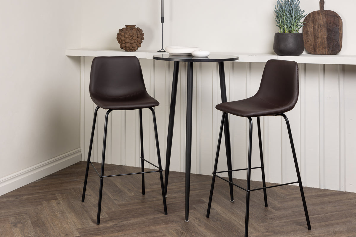 Bar Table ø60 Black + Bar Chair 2-pack Brown