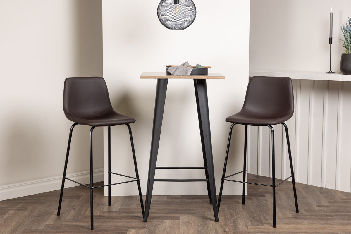 Bar Table 60 x 60 Walnut + Bar Chair 2-pack Brown