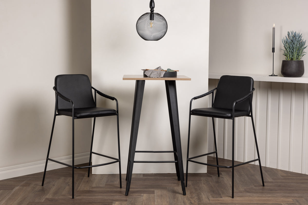 Bar Table 60 x 60 Walnut + Bar Chair 2-pack Black