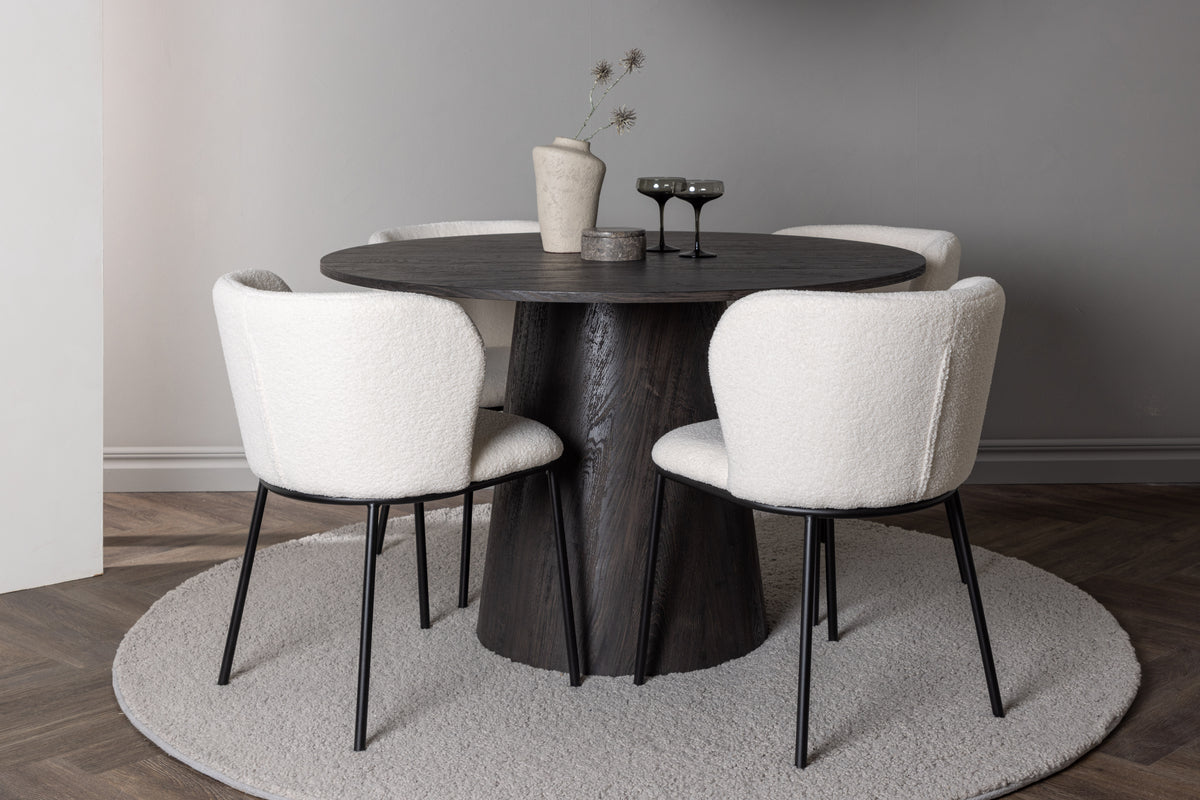 Dining Chair 2-pack White + Round Dining Table ø120 Mocca