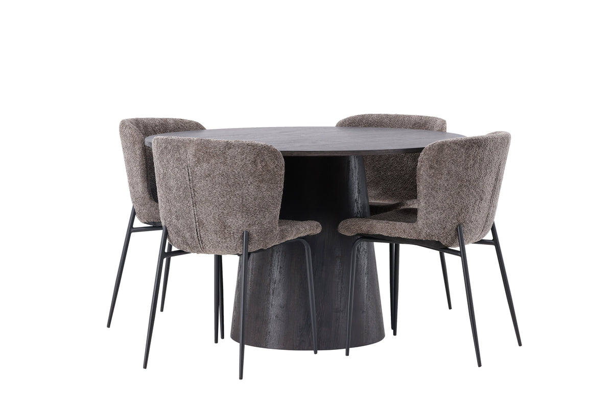 Dining Chair 2-pack Dark Grey + Round Dining Table ø120 Mocca