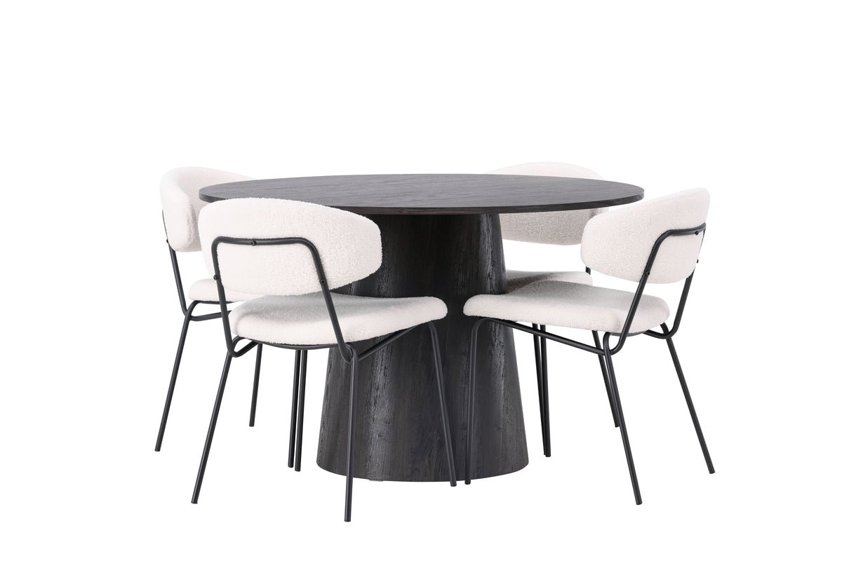 Dining Chair 2-pack White + Round Dining Table ø120 Mocca