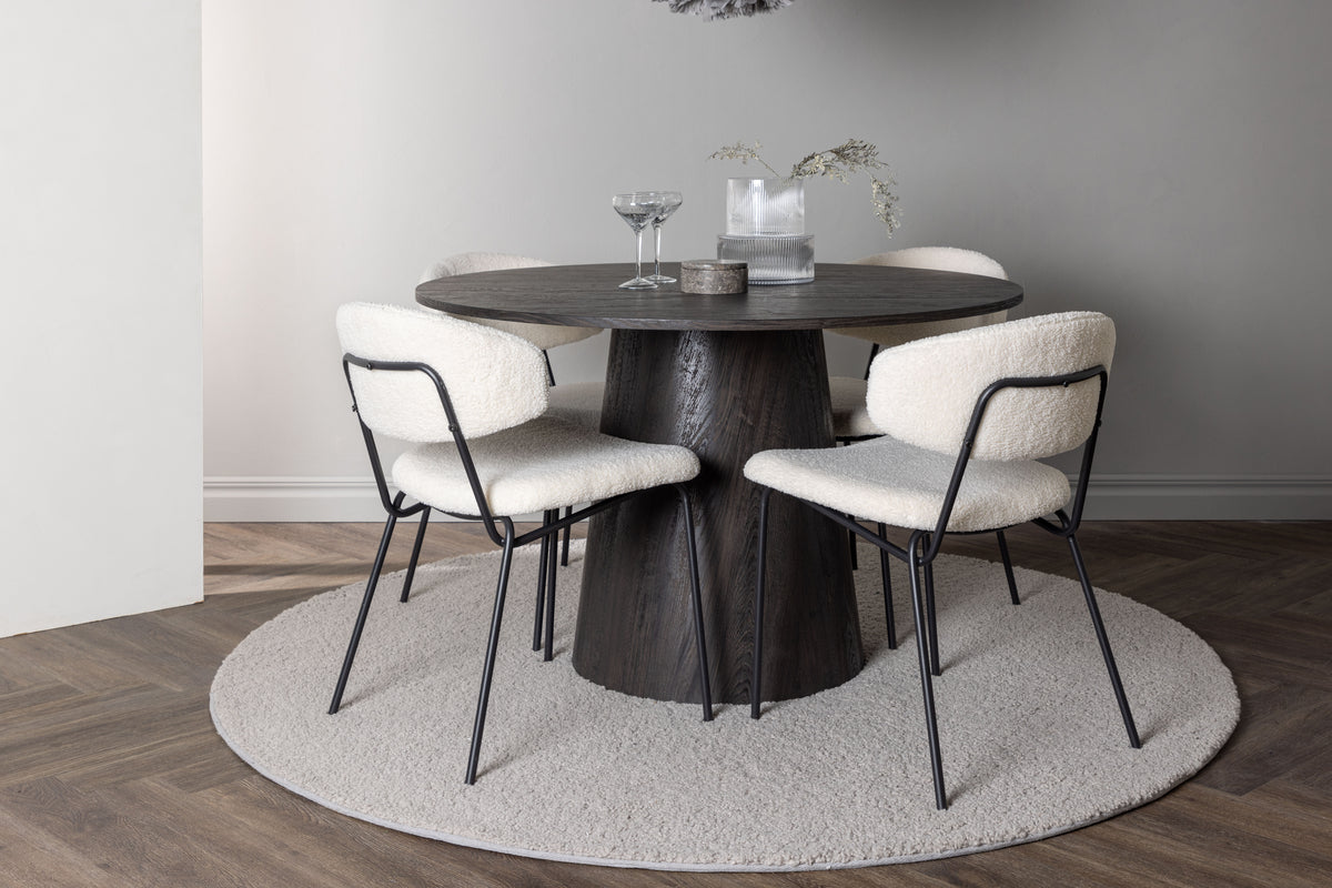 Dining Chair 2-pack White + Round Dining Table ø120 Mocca