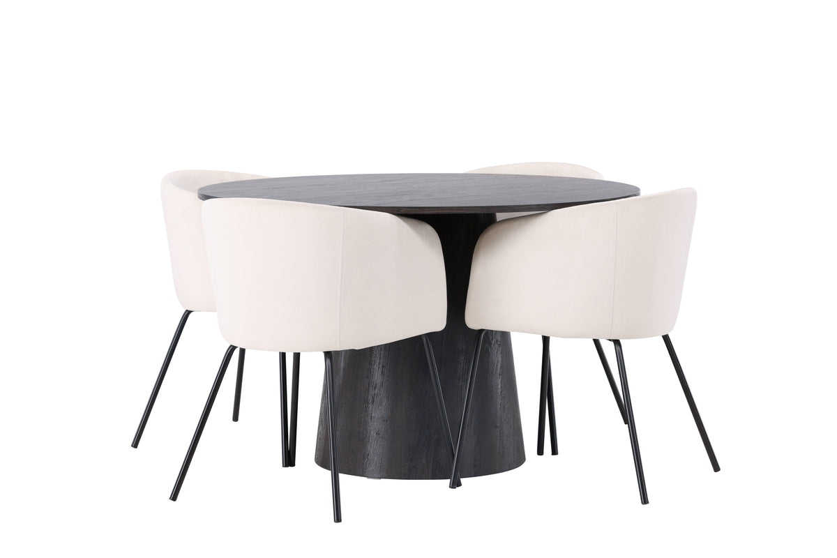 Dining Chair Beige + Round Dining Table ø120 Mocca