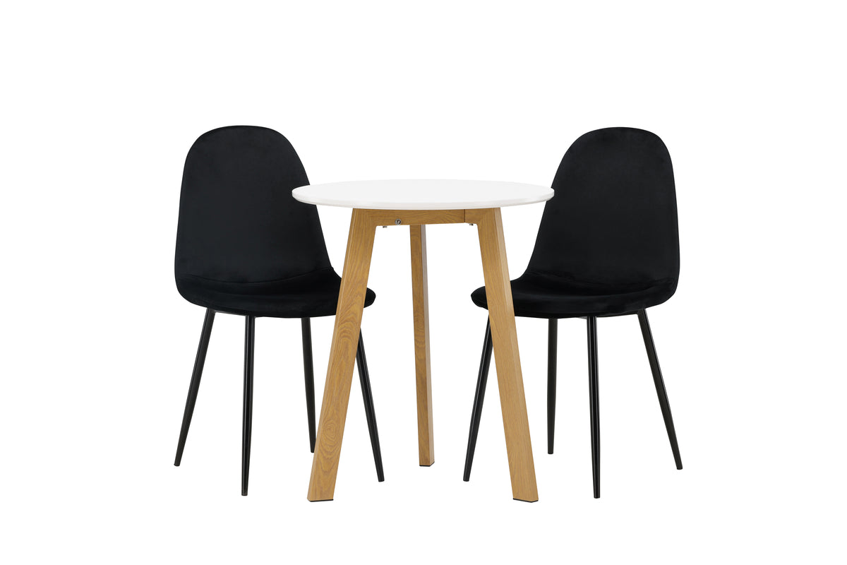 Dining Chair 2-pack Black + Round Dining Table ø65 White