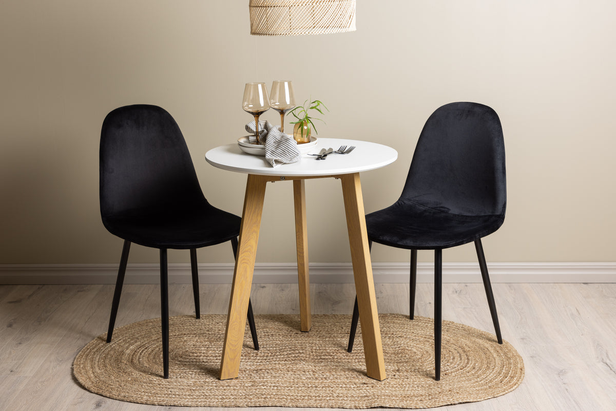 Dining Chair 2-pack Black + Round Dining Table ø65 White