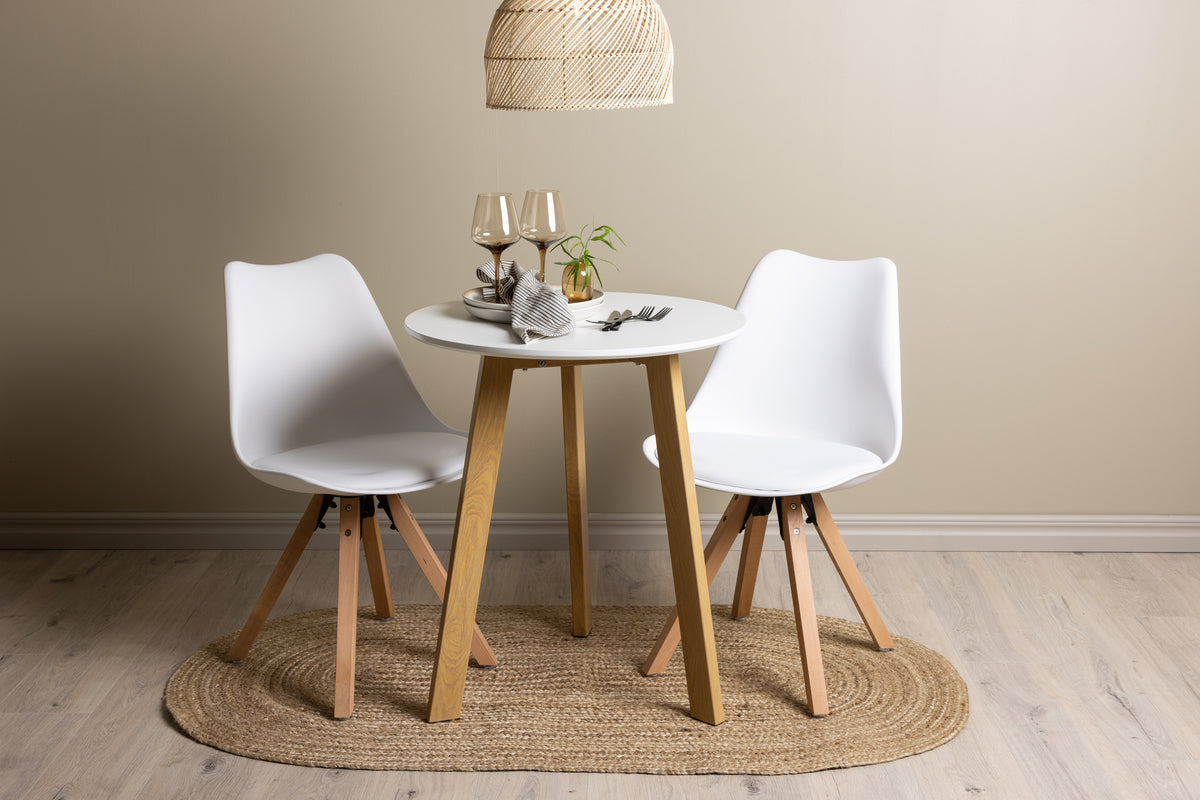 Dining Chair 2-pack White + Round Dining Table ø65 White