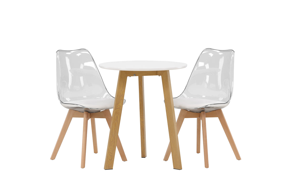 Dining Chair 2-pack Nature + Round Dining Table ø65 White
