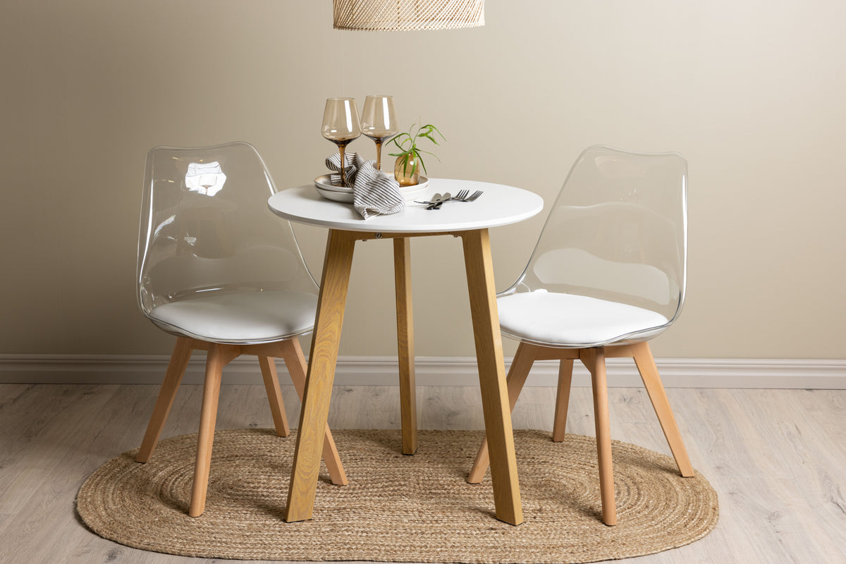 Dining Chair 2-pack Nature + Round Dining Table ø65 White