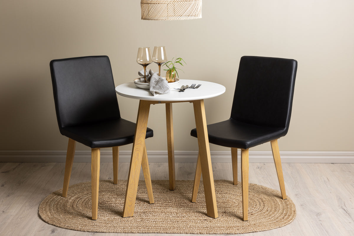 Dining Chair 2-pack Black + Round Dining Table ø65 White