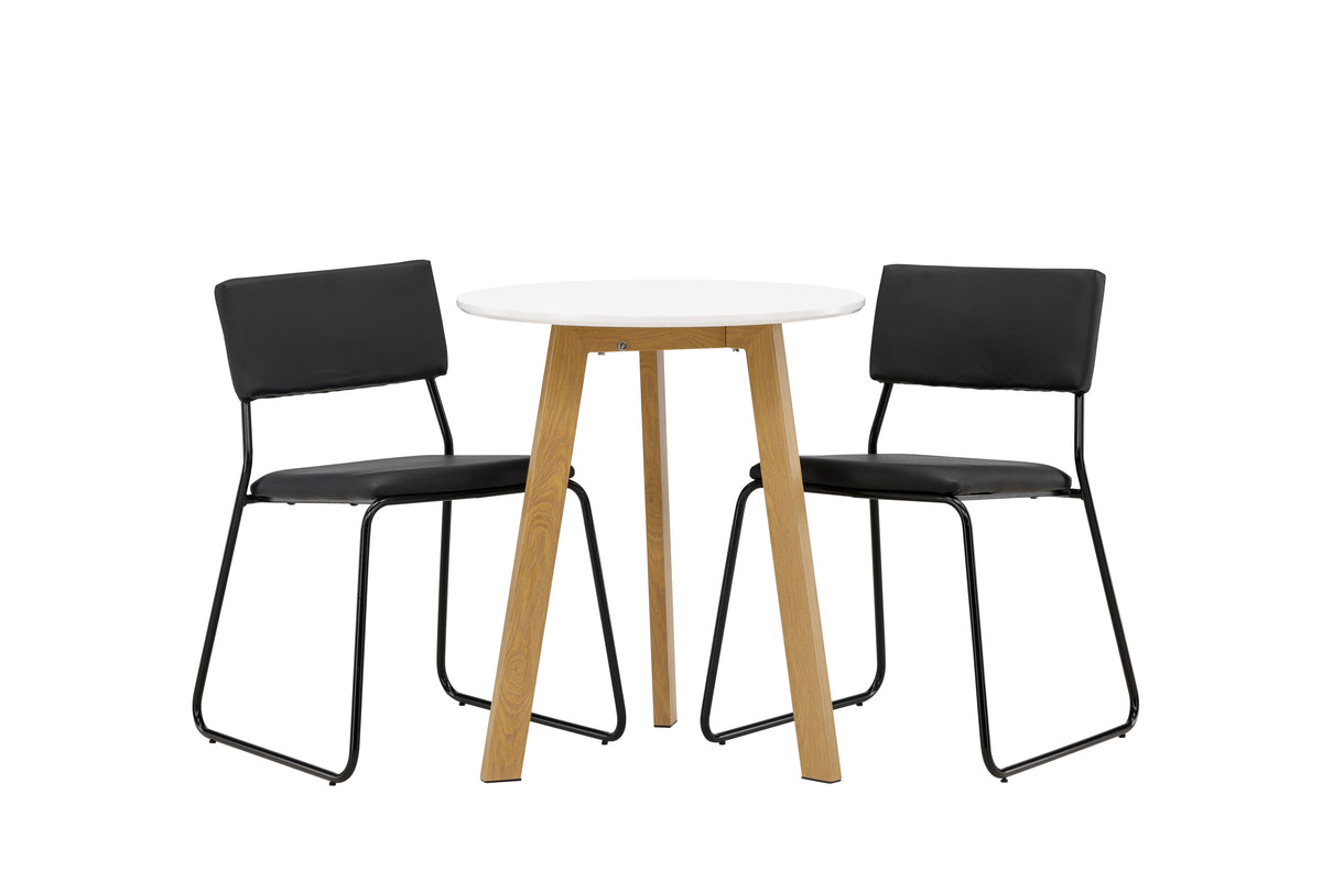 Dining Chair 2-pack Black + Round Dining Table ø65 White