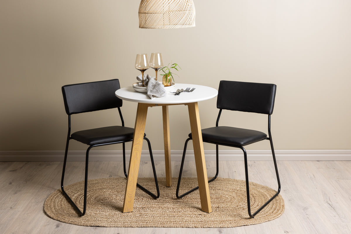 Dining Chair 2-pack Black + Round Dining Table ø65 White