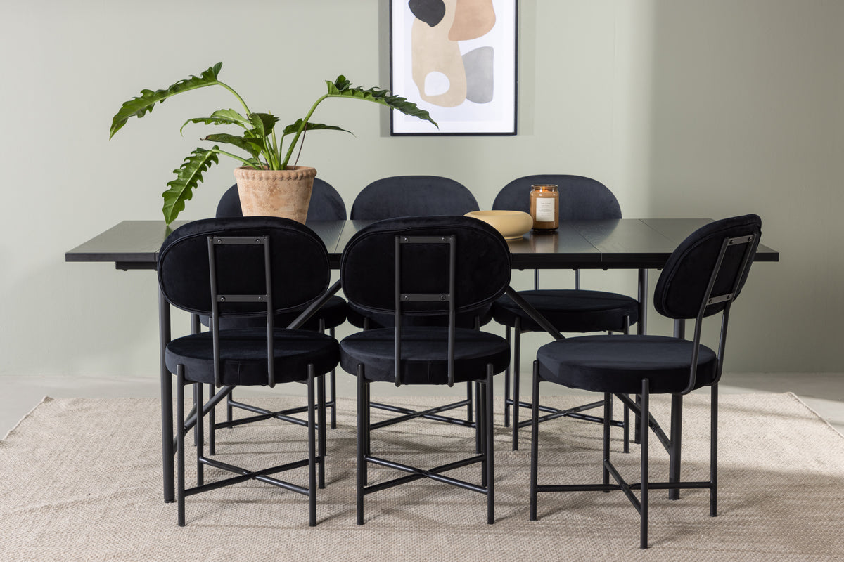 Dining Chair 2-pack Black + Rectangular Dining Table 90 x 200 Black