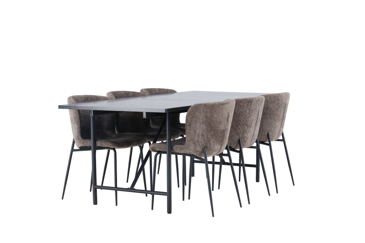 Dining Chair 2-pack Dark Grey + Rectangular Dining Table 90 x 200 Black