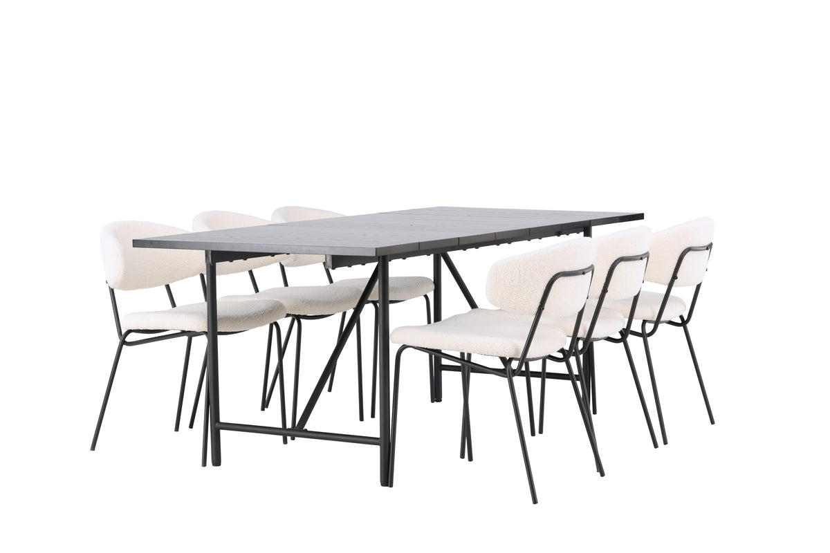 Dining Chair 2-pack White + Rectangular Dining Table 90 x 200 Black
