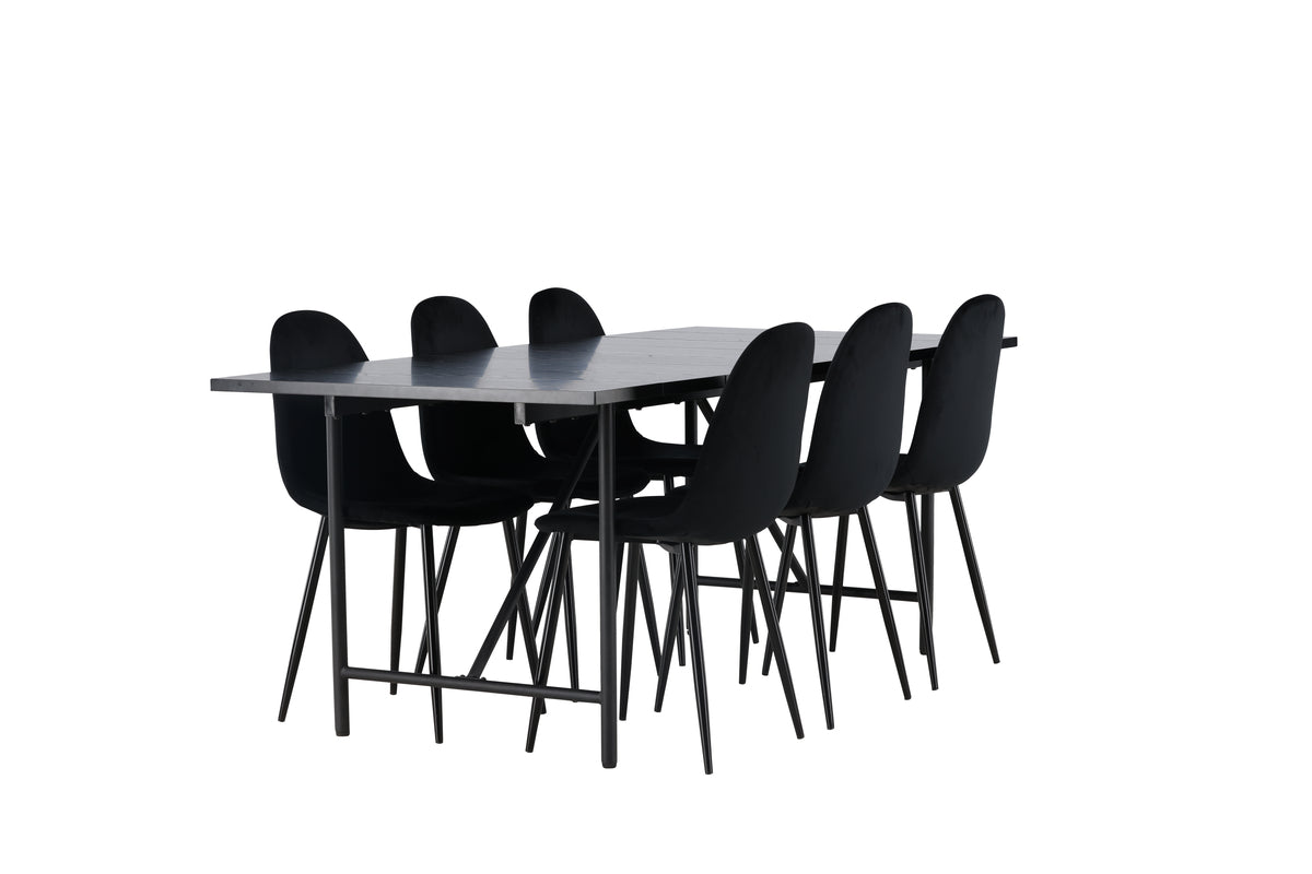 Dining Chair 2-pack Black + Rectangular Dining Table 90 x 200 Black