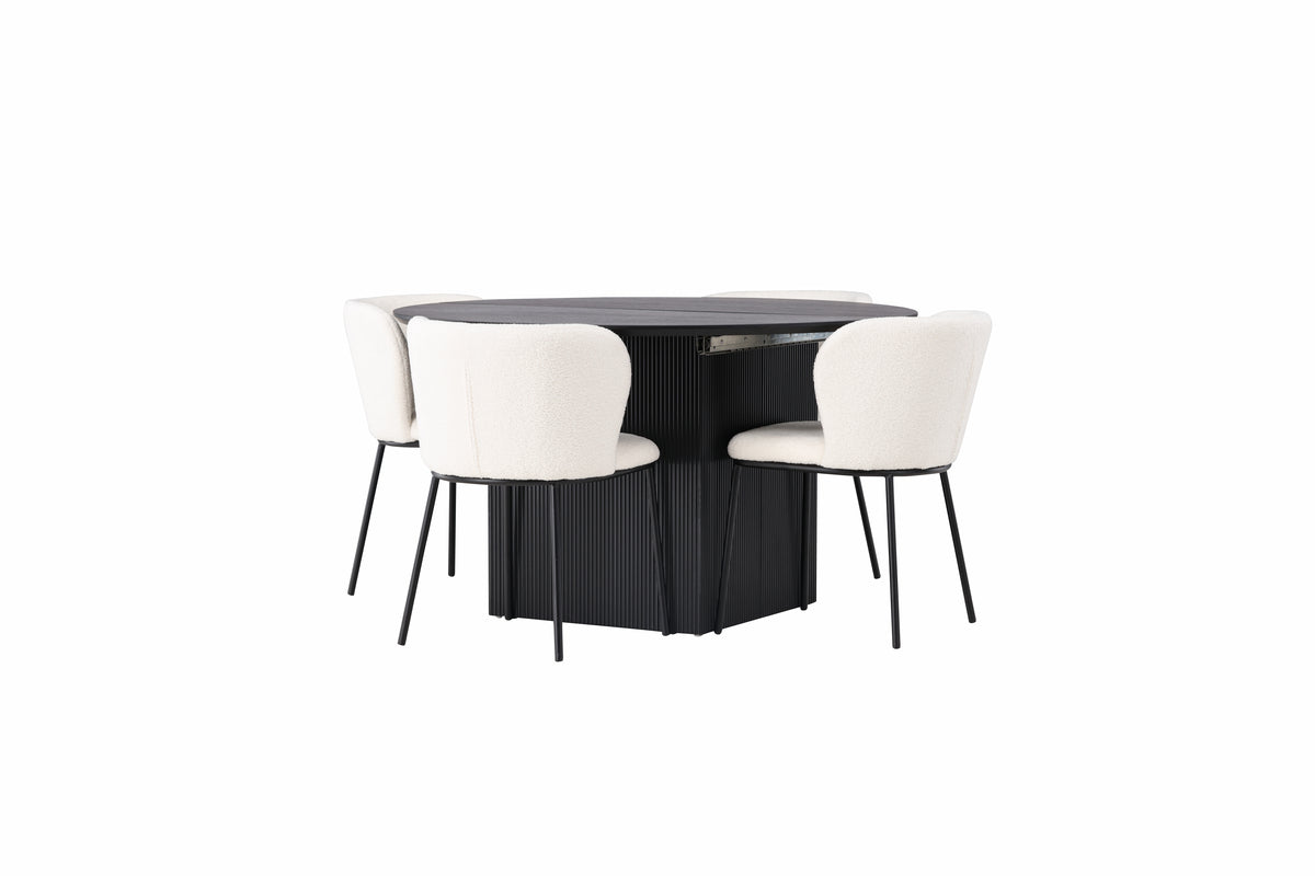 Dining Chair 2-pack White + Round Dining Table ø130 Black