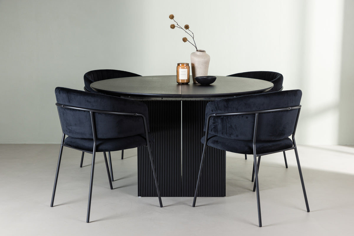 Dining Chair 2-pack Black + Round Dining Table ø130 Black
