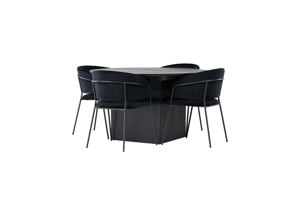 Dining Chair 2-pack Black + Round Dining Table ø130 Black