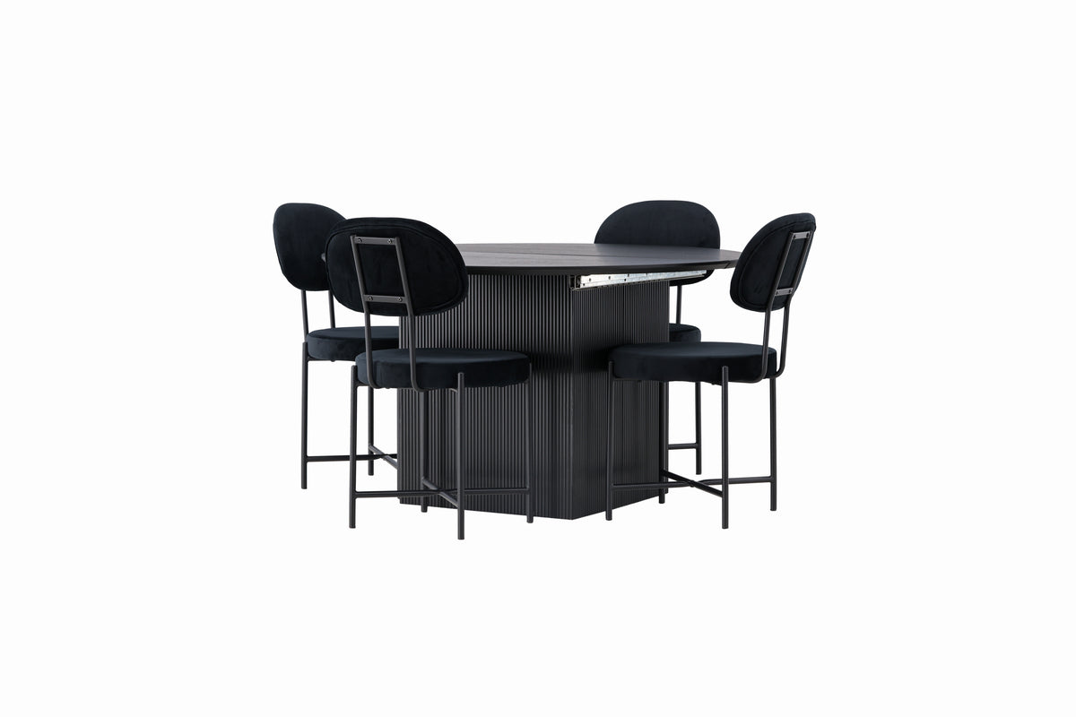 Dining Chair 2-pack Black + Round Dining Table ø130 Black
