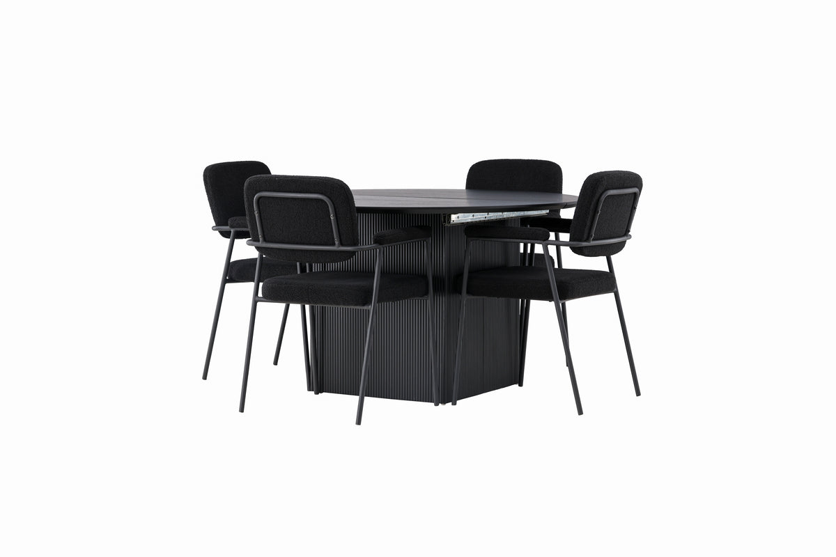 Dining Chair 2-pack Black + Round Dining Table ø130 Black