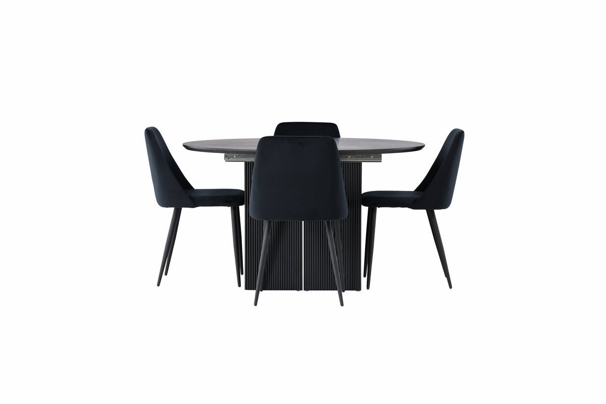 Dining Chair 2-pack Black + Round Dining Table ø130 Black